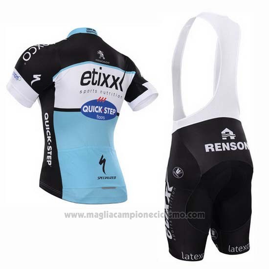 2015 Abbigliamento Ciclismo Etixx Quick Step Nero e Bianco Manica Corta e Salopette